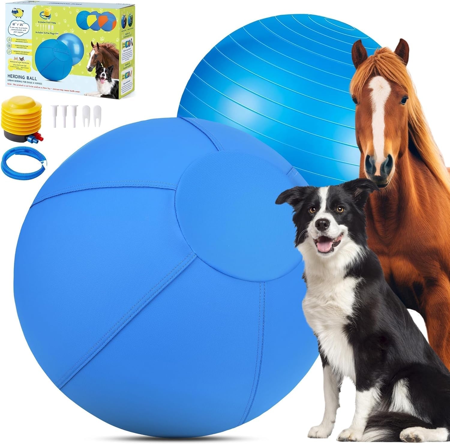 Herding Ball for Dogs and Horses - 18" Jolly Ball for Dogs, Blue Medium-Fx-20250618
