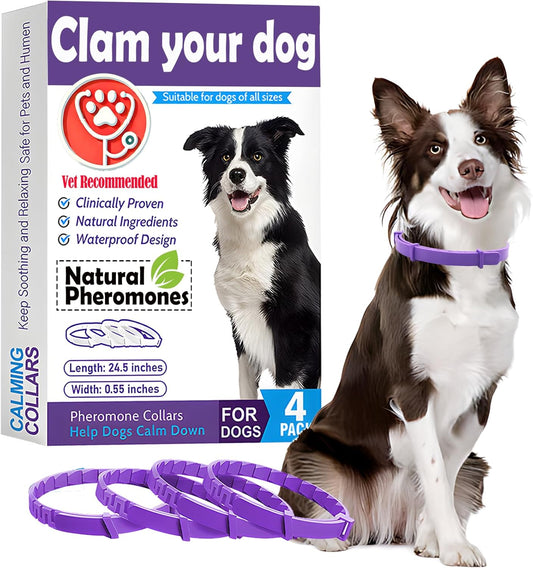 Calming Collars for Dogs - 4 Packs,Pheromone Calming Dog,Dog Calming Collar Relief for Anxiety, Stress & Separation, Adjustable 25 Inch Size, Anxiety Collar for Dogs, Lasts 60 Days