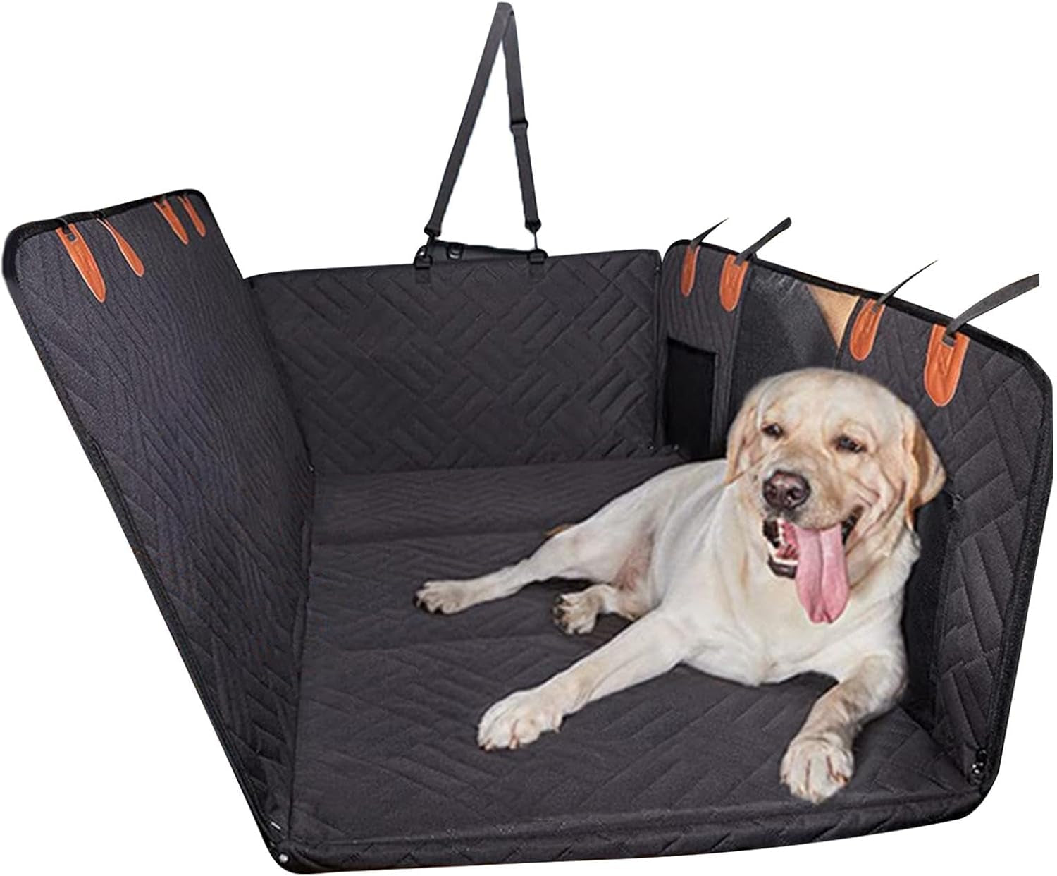 Dog Car Hammock, Dog Car Cover, Waterproof Ruffrover 2.0 - Hard Bottom Dog Car Seat Protector, Ruffrover Hard Bottom Dog Seat, Holds up to 280 Lbs, 100% Waterproof Non-Slip Non-Scratch Dog Hammock
