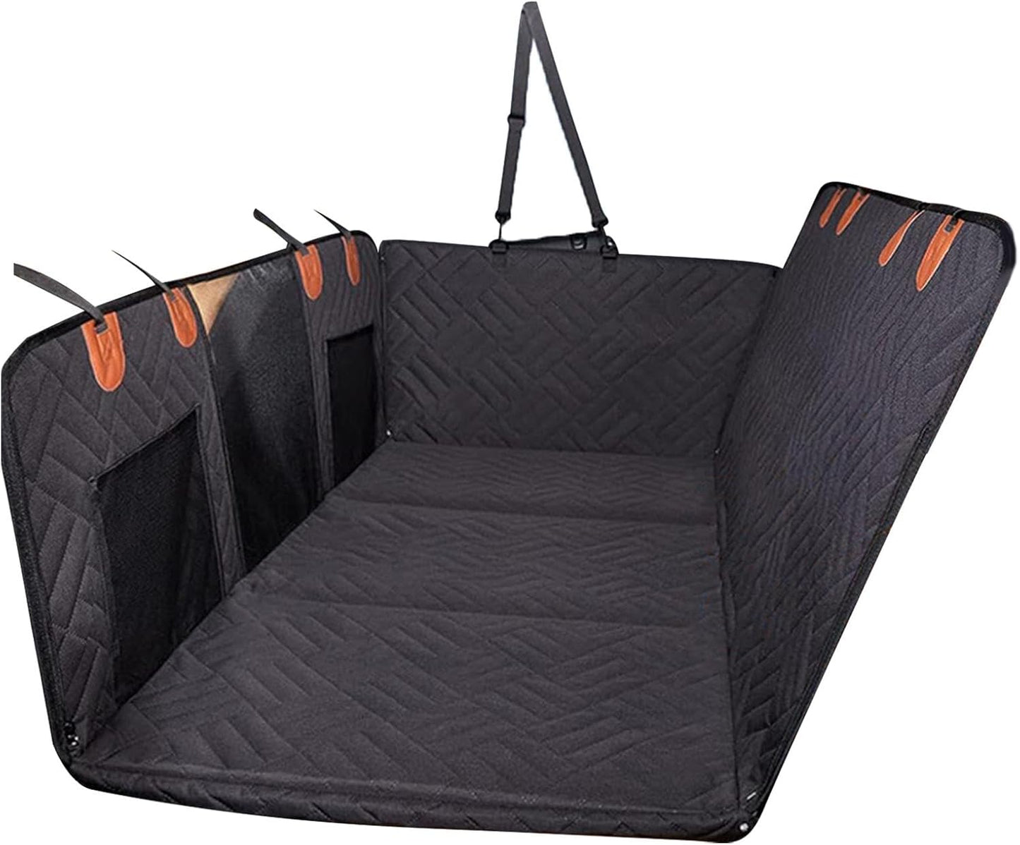 Dog Car Hammock, Dog Car Cover, Waterproof Ruffrover 2.0 - Hard Bottom Dog Car Seat Protector, Ruffrover Hard Bottom Dog Seat, Holds up to 280 Lbs, 100% Waterproof Non-Slip Non-Scratch Dog Hammock