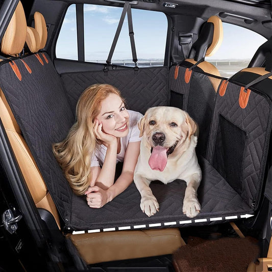 Dog Car Hammock, Dog Car Cover, Waterproof Ruffrover 2.0 - Hard Bottom Dog Car Seat Protector, Ruffrover Hard Bottom Dog Seat, Holds up to 280 Lbs, 100% Waterproof Non-Slip Non-Scratch Dog Hammock